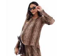 Mamalicious Maternity - Top plissé con stampa leopardata in coordinato-Multicolore XS