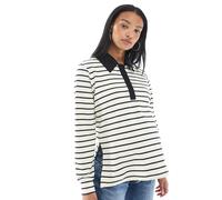 Mamalicious Maternity - Top stile rugby adatto per l'allattamento color crema e nero a righe-Bianco L