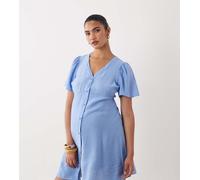 Mamalicious Maternity - Vestito corto allacciato in vita con bottoni sul davanti blu fiordaliso XS
