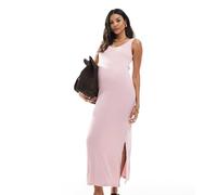 Mamalicious Maternity - Vestito lungo senza maniche rosa chiaro in jersey a coste L