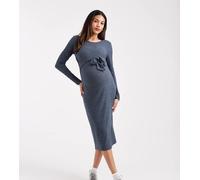Mamalicious Maternity - Vestito midi allacciato sul davanti a maniche lunghe color blu navy mélange M