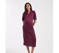 Mamalicious Maternity - Vestito midi in jersey bordeaux a maniche corte avvolgente sul davanti-Rosso S