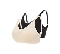 Mamalicious Maternity - Confezione da 2 reggiseni per l'allattamento in nero e beige-Multicolore L-XL