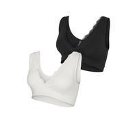 Mamalicious Maternity - Confezione da 2 reggiseni da notte per l'allattamento bianco e nero con finiture in pizzo XS