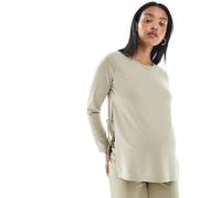 Mamalicious - Top con apertura laterale a maniche lunghe beige in coordinato-Neutro L