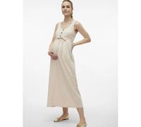 Mamalicious Evi Lia Ankle Sleeveless Midi Dress Beige S Donna