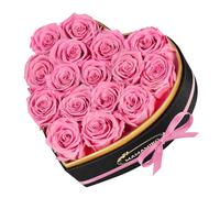MAMAMIKO 16 Rosa Stabilizzata Vera in Forma Cuore,Rosa Eterna Regalo per Lei Donna Fidanzata Mamma Ragazza,Fiori Stabilizzati Regali San Valentino,Compleanno,Festa della Mamma,Anniversario(Rosa Rosa)