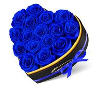 MAMAMIKO 16 Rosa Stabilizzata Vera in Forma Cuore,Rosa Eterna Regalo per Lei Donna Fidanzata Mamma Ragazza,Fiori Stabilizzati Regali San Valentino,Compleanno,Festa della Mamma,Anniversario(Rosa Blu)