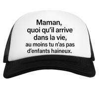 Maman Quoi Qu’Il Arrive Dans La Vie Au Moins Tu N’as Un Verre Bière Agresser Tasse Berretto da Baseball Unisex Ragazzi Nero Bianco Baseball cap Kids White Black
