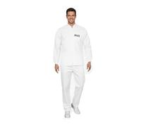 Mama's Divisa Sanitaria Donna/Uomo personalizzata manica lunga con cerniera e taschio ricamato incluso - No Stiro (bianco, 48)