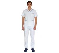 Mama's Divisa sanitaria donna, uomo Rssa su Misura Personalizzata No Stiro con Taschino Lato Cuore Ricamato Incluso, Pantalone con 2 Tasche Laterali e 1 Tasca Gamba DX (Bordino blu, 44)