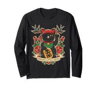 Mama's Little Devil Pirate Lucky Cat Retro Tattoo Art Maglia a Manica