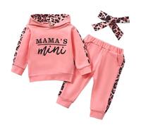 Mama's Mini tuta tuta Outfits 2 pezzi set per ragazze bambini con cappuccio autunno viaggio bambini tuta grafica per uscire felpa con cappuccio set pantaloni della tuta set a maniche lunghe lettera