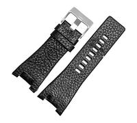 MAMA'S PEARL 32mm Cinturino In Vera Pelle Cinturino Adatto For Cinturino For Orologi For Diesel Cinturino For Orologio DZ1216 DZ1273 DZ4246 DZ4247DZ287 Cinturino(A-black-silverbuckle)