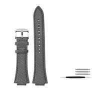 MAMA'S PEARL Adatto For Cinturino For Orologio For Casio Edifice EFB-680 ECB-10PB/DP/YD/HR GST-B400 26x14mm 26x12mm Cinturino For Orologio Da Uomo In Nylon Convesso In Pelle(Grey silver Pin,26.14mm)