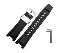 MAMA'S PEARL Cinturino Di Ricambio In Gomma Morbida For Casio, Adatto For G-SHOCK GST-B100/S300/410/210/W110/W100/S110/S100, Cinturino In Silicone Da Uomo, 26 * 14 Mm(Black-silver B)