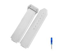 MAMA'S PEARL Cinturino For Orologio In Silicone Impermeabile Convesso 20 * 13mm Adatto For HUBLOT Big Explosion Cinturino In Gomma For Donna Femminile Fibbia A Farfalla(White steel buckle)