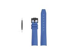 MAMA'S PEARL Cinturino In Gomma For Rolex, Adatto For Omega X, Adatto For Swatch, Adatto For Joint-Moon, Cinturino For Orologio Sportivo Impermeabile Da 20 Mm Con Estremità Curva.(Blue BK buckle)