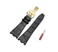 MAMA'S PEARL Cinturino In Pelle For Orologio Adatto For AP Fit For Audemars 15400 15703 Adatto For Royal Fit For Oak Offshore Series Cinturino For Orologio Da Uomo 26 Mm Nero Marrone(Black-gold)
