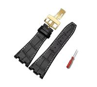 MAMA'S PEARL Cinturino In Pelle For Orologio Adatto For AP Fit For Audemars 15400 15703 Adatto For Royal Fit For Oak Offshore Series Cinturino For Orologio Da Uomo 26 Mm Nero Marrone(Black white-gold)