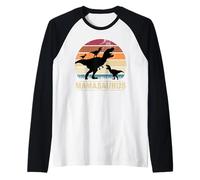 Mamasaurus T-Rex Dinosauro Dino Tripletta - Mamma con Tre Bambini Maglia con Maniche Raglan
