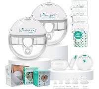 MAMASHY Libera Box - 2 Tiralatte Elettrico Portatile e Silenzioso con 6 Taglie, Ricaricabile USB-C, 5 Adattatori Silicone BPA-Free, 20 Sacchetti Latte, 2 Coppette Raccogli Latte, Accessori Inclusi