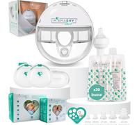 MAMASHY Libera Box - Tiralatte Elettrico Portatile e Silenzioso con 6 Taglie, Ricaricabile USB-C, 5 Adattatori Silicone BPA-Free, 20 Sacchetti Latte, 2 Coppette Raccogli Latte, Accessori Inclusi
