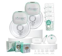 MAMASHY Plus BOX - 2 Tiralatte Elettrico Indossabile Silenzioso con 6 Taglie, 20 Sacchetti Latte, 2 Coppette Raccogli Latte, 5 Adattatori BPA-Free, Allattamento Neonato, Portatile, Accessori Inclusi