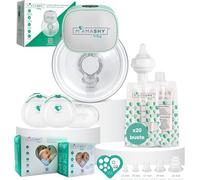 MAMASHY Plus BOX - Tiralatte Elettrico Indossabile per Allattamento | Silenzioso, 6 Taglie, 20 Sacchetti Latte, 2 Coppette Raccogli Latte, 5 Adattatori BPA-Free, Portatile, Accessori Inclusi