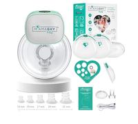 MAMASHY Plus GO - 1 Tiralatte Elettrico Indossabile Silenzioso con 6 Taglie, 2 Coppette Raccogli Latte, 5 Adattatori BPA-Free, Allattamento Neonato, Portatile, Custodia + Accessori Inclusi