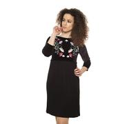 Mamatayoe Vestito Artimino per Donna, Manica Tre Quarti, Scollo Rotondo, Nero, Taglia M
