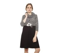 Mamatayoe Vestito Caracciolo per Donna, Manica Tre Quarti, Scollo Collo Alto, Combinati, Taglia M