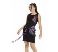 Mamatayoe Vestito Sagitaria per Donna, Scollo Rotondo, Nero, Taglia L