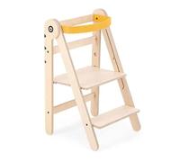 Mamatoyz 08FBIRD Fold Giallo Torre Montessoriana di Apprendimento Pieghevole Multiuso Learning Tower in Legno Naturale Multistrato di Betulla con 3 Altezze Regolabili
