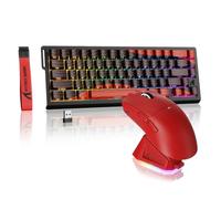 MAMBASNAKE × ATTACK SHARK Tastiera e mouse con interruttori magnetici wireless, tastiera a attivazione rapida da 8 kHz, mouse da gioco Tri-Mode da 59 g per PC/Mac(Rosso)