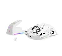MAMBASNAKE Attack Shark X1 Mouse da Gioco 49g Leggero con Dock di Ricarica Touchpad, Sensor PAW3395 PRO 40K DPI, Mouse da Ufficio Wireless/Cablato BT/2.4G con Grip Tape per PC/Mac/Win11/PS - Bianco
