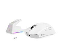 MAMBASNAKE x Attack Shark X1 Mouse da Gioco 49g Leggero con Dock di Ricarica Touchpad, Sensore Gaming PAW3395 PRO 40K DPI, Mouse da Ufficio Wireless/Cablato BT/2.4G per PC/Mac/Win11/PS - Bianco