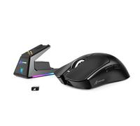 MAMBASNAKE x ATTACK SHARK X1 Mouse da Gioco 49g Leggero con Dock di Ricarica, Sensore PAW3395 PRO 40K DPI, Frequenza di Polling 1000Hz, Mouse da Ufficio Wireless/Cablato BT/2.4G per PC/Mac - Nero