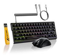 MAMBASNAKE ATTACK SHARK X68 HE Tastiera a Grilletto Rapido, Mouse R1 e Cavo a Spirale da 8 KHz, Tastiera Magnetica da 8KHz con Precisione RT di 0,01mm, Mouse da Gioco Wireless R1, per PC/Mac - Nero