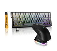 MAMBASNAKE × ATTACK SHARK X68 HE Tastiera Gaming Wireless e Mouse X11 | Tastiera Rapid Trigger 8KHz, precisione RT 0,01mm, mouse Tri-Mode, 59g leggero, PAW3311, base di ricarica RGB, PC/Mac, Grigio