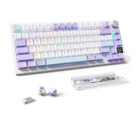 MAMBASNAKE Attack Shark X820 Ultra Tastiera Meccanica da Gioco Wireless 2.4G/BT/Usb C, QWERTY TKL 75% LIGHTSYNC RGB Chroma, TFT Schermo, Gasket Cuscino Foam Hot-swap, Cavo Spirale- Shark Switch/Viola