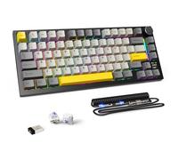 MAMBASNAKE Attack Shark X820 Ultra Tastiera Meccanica da Gioco Wireless 2.4G/BT/Usb C, QWERTY TKL 75% LIGHTSYNC RGB Chroma, TFT Schermo, Gasket Cuscino Foam Hot-swap, Cavo Spirale- Gift Switch/Grigio