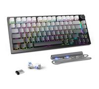 MAMBASNAKE Attack Shark X820 Ultra Tastiera Meccanica da Gioco Wireless 2.4G/BT/Usb C, QWERTY TKL 75% LIGHTSYNC RGB Chroma, TFT Schermo, Gasket Cuscino Foam Hot-swap, Cavo Spirale- Shark Switch/Nero