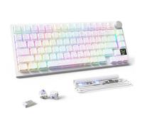 MAMBASNAKE Attack Shark X820 Ultra Tastiera Meccanica da Gioco Wireless 2.4G/BT/Usb C, QWERTY TKL 75% LIGHTSYNC RGB Chroma, TFT Schermo, Gasket Cuscino Foam Hot-swap, Cavo Spirale- Gift Switch/Bianco