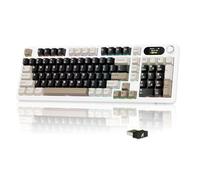 MAMBASNAKE × ATTACK SHARK X98 Pro Tastiera Gaming Wireless 96%, Display LED & Manopola, BT/2.4G/USB-C, Tastiera Meccanica RGB QWERTY, PBT Side-Printed, Hot-Swappable Gasket, 4000mAh(Bianco Marrone)