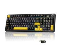 MAMBASNAKE × ATTACK SHARK X98 Pro Tastiera Gaming Wireless 96%, Display LED & Manopola, BT/2.4G/USB-C, Tastiera Meccanica RGB QWERTY, PBT Side-Printed, Hot-Swappable Gasket, 4000mAh (Nero/Giallo)