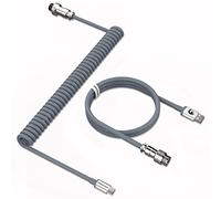 MAMBASNAKE C01 Cavo a Spirale Tastiera, Cavo USB C a Spirale per Tastiera Meccanica, Cavo da Type-C a USB-A per Tastiera da Gioco, TPU Coiled Cable USB C con Connettore Aviazione Metallo-Grigio