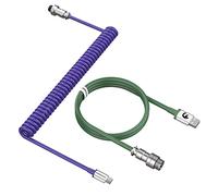 MAMBASNAKE C01 Cavo a Spirale Tastiera, Cavo USB C a Spirale per Tastiera Meccanica, Cavo da Type-C a USB-A per Tastiera da Gioco, TPU Coiled Cable USB C con Connettore Aviazione Metallo-Viola/Verde