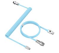 MAMBASNAKE C01 Cavo a Spirale Tastiera, Cavo USB C a Spirale per Tastiera Meccanica, Cavo da Type-C a USB-A per Tastiera da Gioco, TPU Coiled Cable USB C con Connettore Aviazione Metallo - Blu
