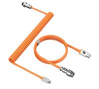 MAMBASNAKE C01 Cavo a Spirale Tastiera, Cavo USB C a Spirale per Tastiera Meccanica, Cavo da Type-C a USB-A per Tastiera da Gioco, TPU Coiled Cable USB C con Connettore Aviazione Metallo-Arancia